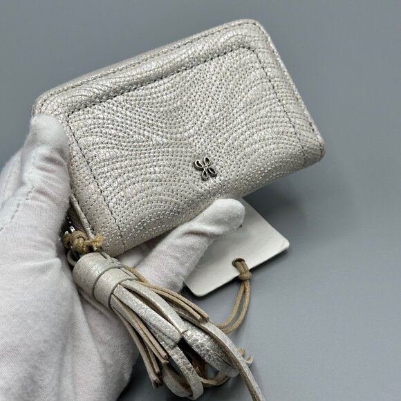 HOBO Nila Small Leather Zip Around Wallet Card Case Silver Zebra NV-22658SILV - Picture 3 of 16